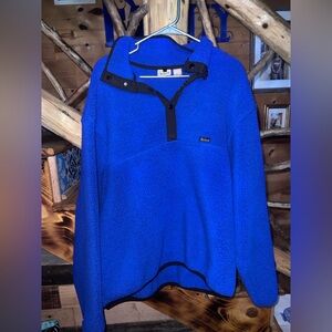 Woolrich Mens Large Blue Pullover Polartec Quarter Snap Fleece Top Logo XL